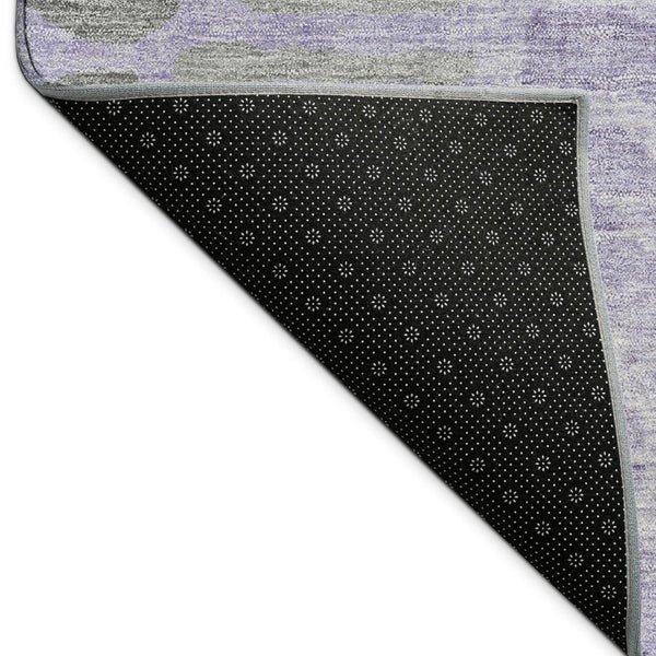 HomeRoots 5' Modern Purple & Gray Abstract Area Rug - Washable, Durable for Indoor/Outdoor Use, Family-Friendly 689842