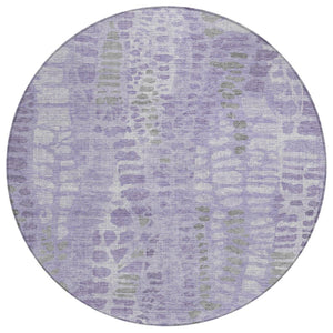 HomeRoots 8' Purple and Gray Round Abstract Washable Rug - Modern Design for Indoor/Outdoor Spaces, Durable & Stylish 689843