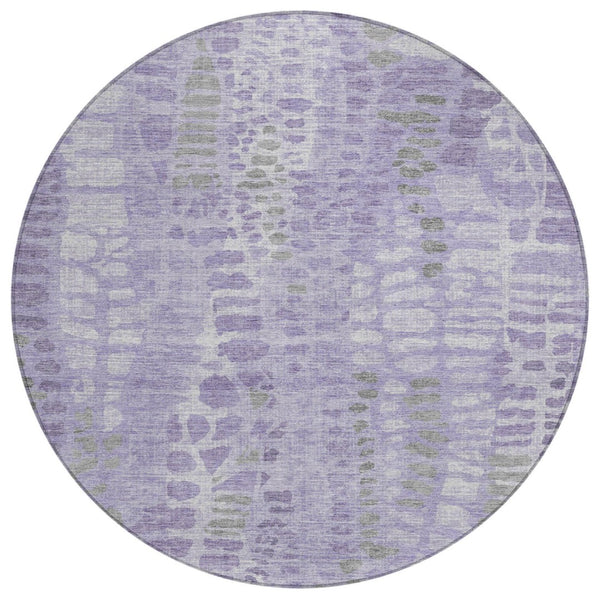 HomeRoots 8' Purple and Gray Round Abstract Washable Rug - Modern Design for Indoor/Outdoor Spaces, Durable & Stylish 689843