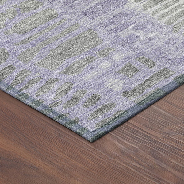 HomeRoots 8' Purple and Gray Round Abstract Washable Rug - Modern Design for Indoor/Outdoor Spaces, Durable & Stylish 689843