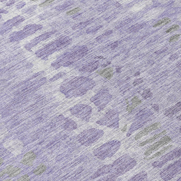 HomeRoots 8' Purple and Gray Round Abstract Washable Rug - Modern Design for Indoor/Outdoor Spaces, Durable & Stylish 689843
