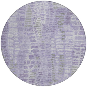 HomeRoots 8' Purple and Gray Round Abstract Washable Rug - Modern Design for Indoor/Outdoor Spaces, Durable & Stylish 689843