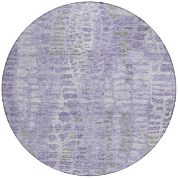 HomeRoots 8' Purple and Gray Round Abstract Washable Rug - Modern Design for Indoor/Outdoor Spaces, Durable & Stylish 689843
