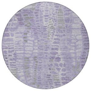 HomeRoots 8' Purple and Gray Round Abstract Washable Rug - Modern Design for Indoor/Outdoor Spaces, Durable & Stylish 689843