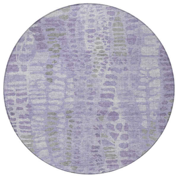 HomeRoots 8' Purple and Gray Round Abstract Washable Rug - Modern Design for Indoor/Outdoor Spaces, Durable & Stylish 689843
