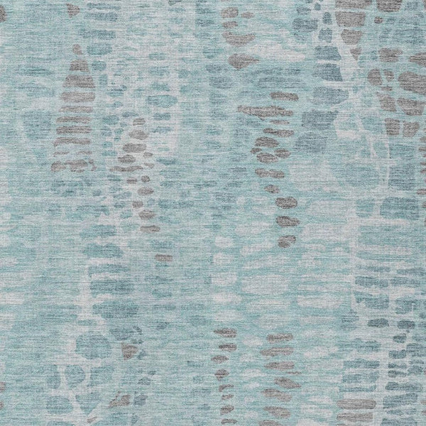 HomeRoots 5' Teal Blue and Gray Abstract Washable Area Rug - Durable Indoor/Outdoor Design for Modern Spaces 689848