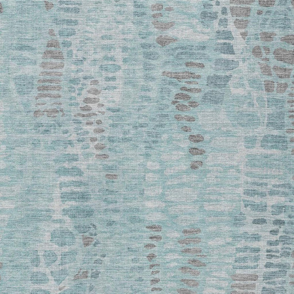 HomeRoots 8' X 10' Teal Blue and Gray Abstract Washable Rug - Durable, Stylish, Perfect for Indoor & Outdoor Use! 689850
