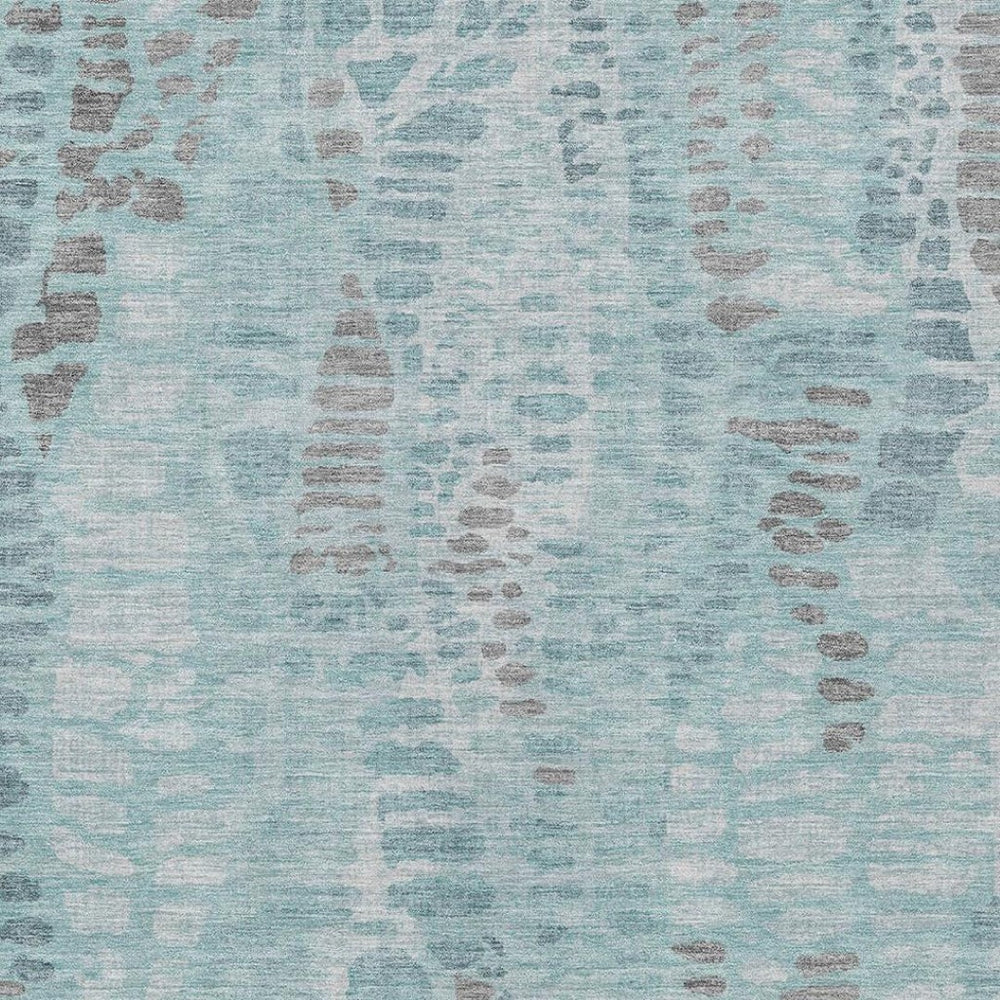 HomeRoots 9' X 12' Teal Blue and Gray Abstract Area Rug – Stylish, Washable, Durable for Indoor & Outdoor Use! 689851