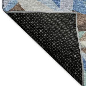 HomeRoots 5' Brown and Blue Floral Area Rug – Washable, Durable Indoor/Outdoor Design for Versatile Home Use 689854