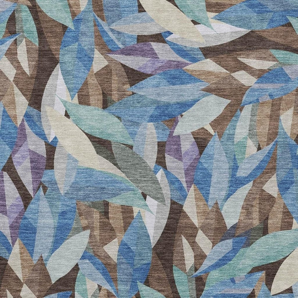 HomeRoots 8' X 10' Floral Washable Area Rug – Brown and Blue Design for Indoor/Outdoor Durability & Charm 689856