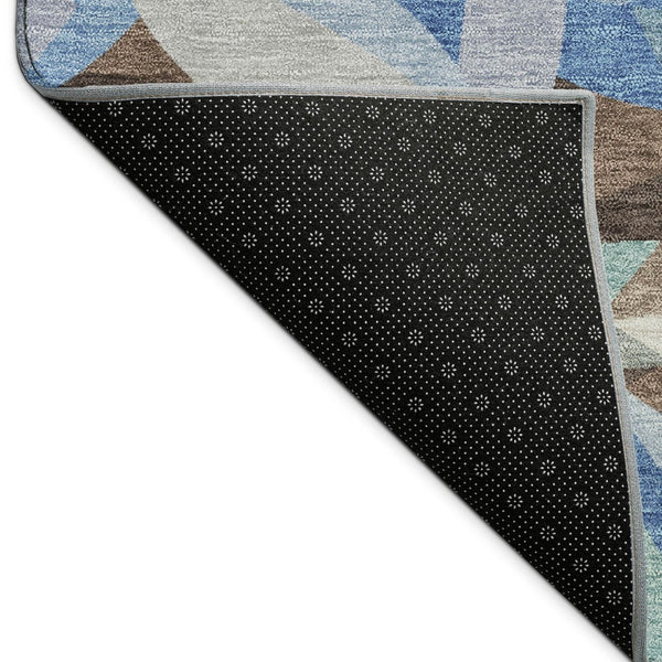 HomeRoots 9' X 12' Brown And Blue Floral Washable Area Rug - Durable, Stylish, and Perfect for Indoor/Outdoor Use! 689857