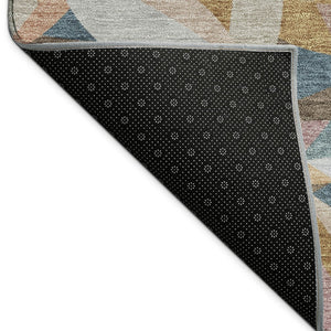HomeRoots 5' Copper and Blue Floral Washable Indoor-Outdoor Area Rug – Durable, Stylish, and Versatile Charm! 689860