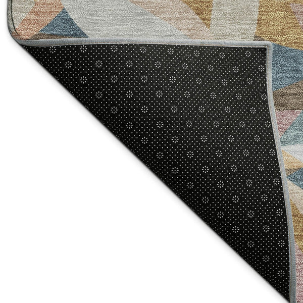 HomeRoots 5' Copper and Blue Floral Washable Indoor-Outdoor Area Rug – Durable, Stylish, and Versatile Charm! 689860