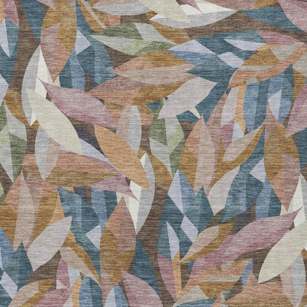 HomeRoots 9' X 12' Copper Floral Indoor-Outdoor Area Rug - Durable, Washable, Stain-Resistant & Stylish Decor 689863