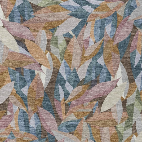 HomeRoots 10' Copper and Blue Floral Washable Area Rug - Stylish Indoor Outdoor Decor for Family Spaces 689864