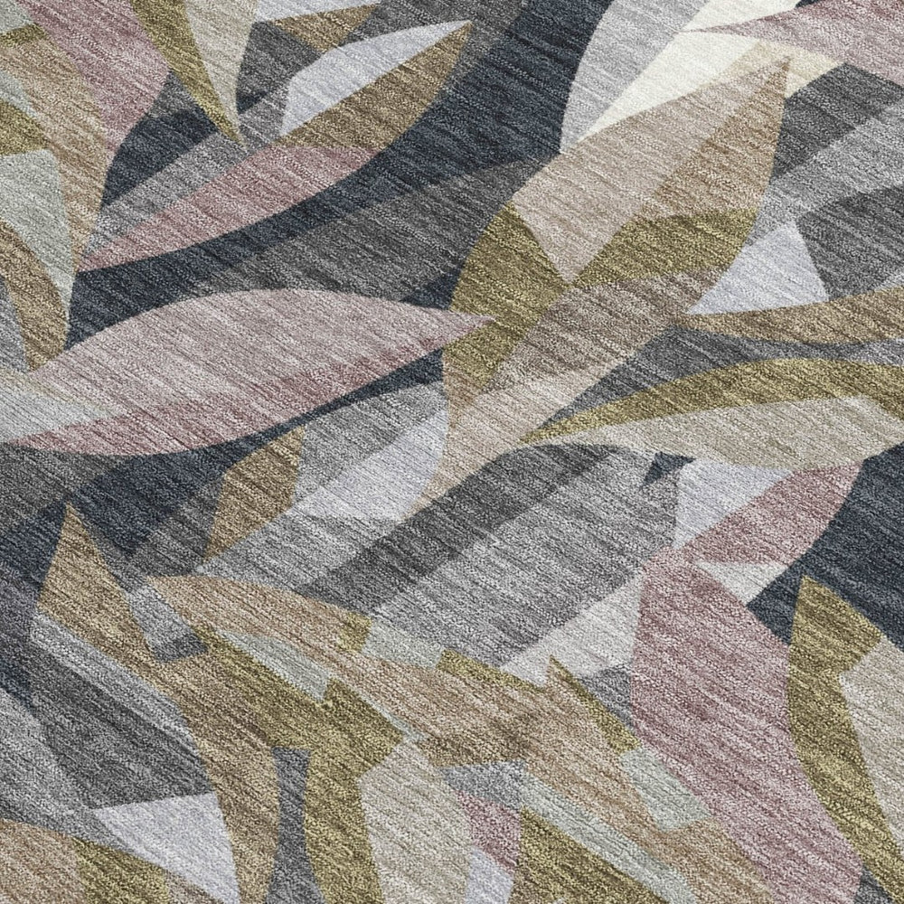 HomeRoots 9' Khaki and Brown Floral Washable Area Rug - Durable Indoor/Outdoor Design for Any Space Decor 689869