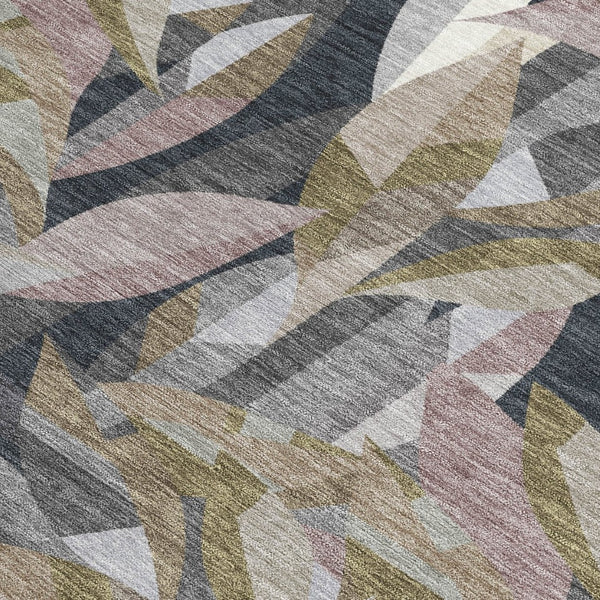 HomeRoots 9' Khaki and Brown Floral Washable Area Rug - Durable Indoor/Outdoor Design for Any Space Decor 689869