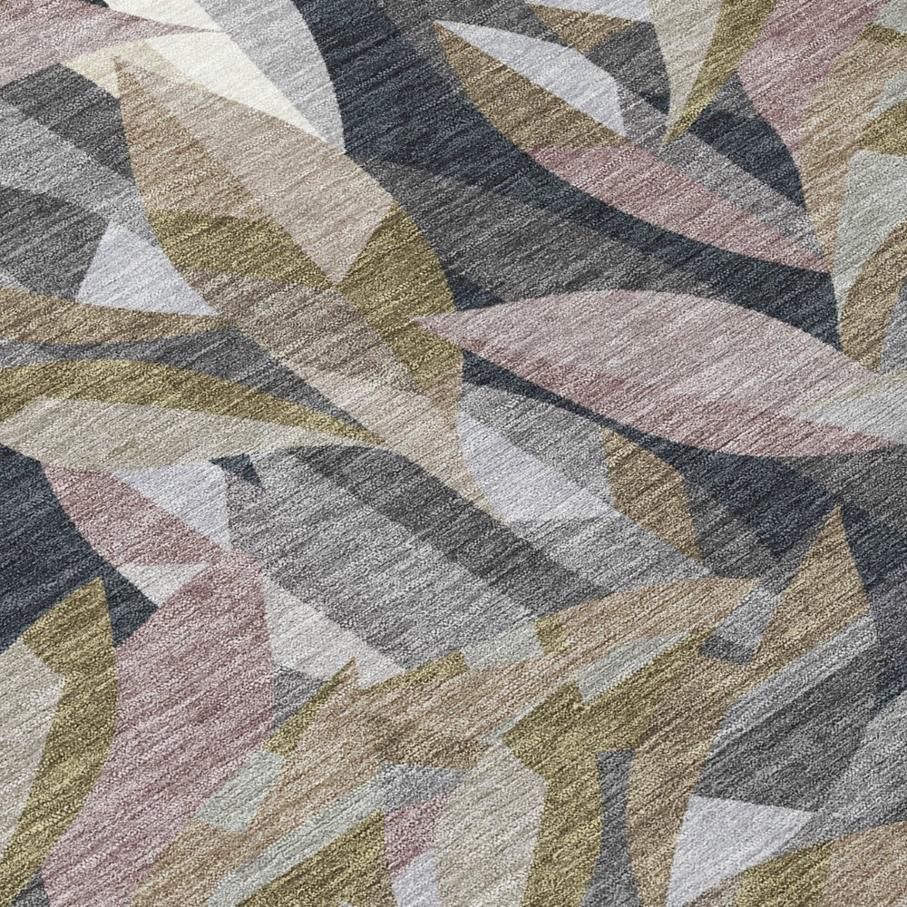 HomeRoots 9' Khaki and Brown Floral Washable Area Rug - Durable Indoor/Outdoor Design for Any Space Decor 689869
