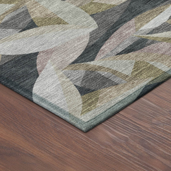 HomeRoots 10' Khaki and Brown Floral Area Rug - Washable Indoor/Outdoor Design for High-Traffic Spaces, 10x14 ft. 689870