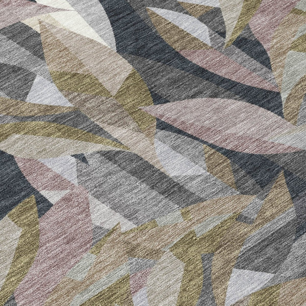 HomeRoots 10' Khaki and Brown Floral Area Rug - Washable Indoor/Outdoor Design for High-Traffic Spaces, 10x14 ft. 689870
