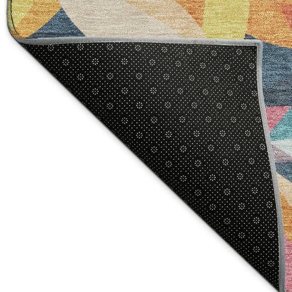 HomeRoots 10' Navy Blue, Orange & Yellow Floral Area Rug - Washable Indoor/Outdoor, Stain-Resistant, Durable Design 689876