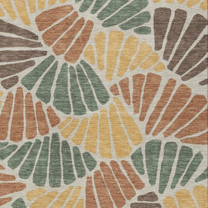 HomeRoots 5' Artichoke Green Copper & Gold Floral Indoor/Outdoor Area Rug – Washable, Durable & Stylish! 689878