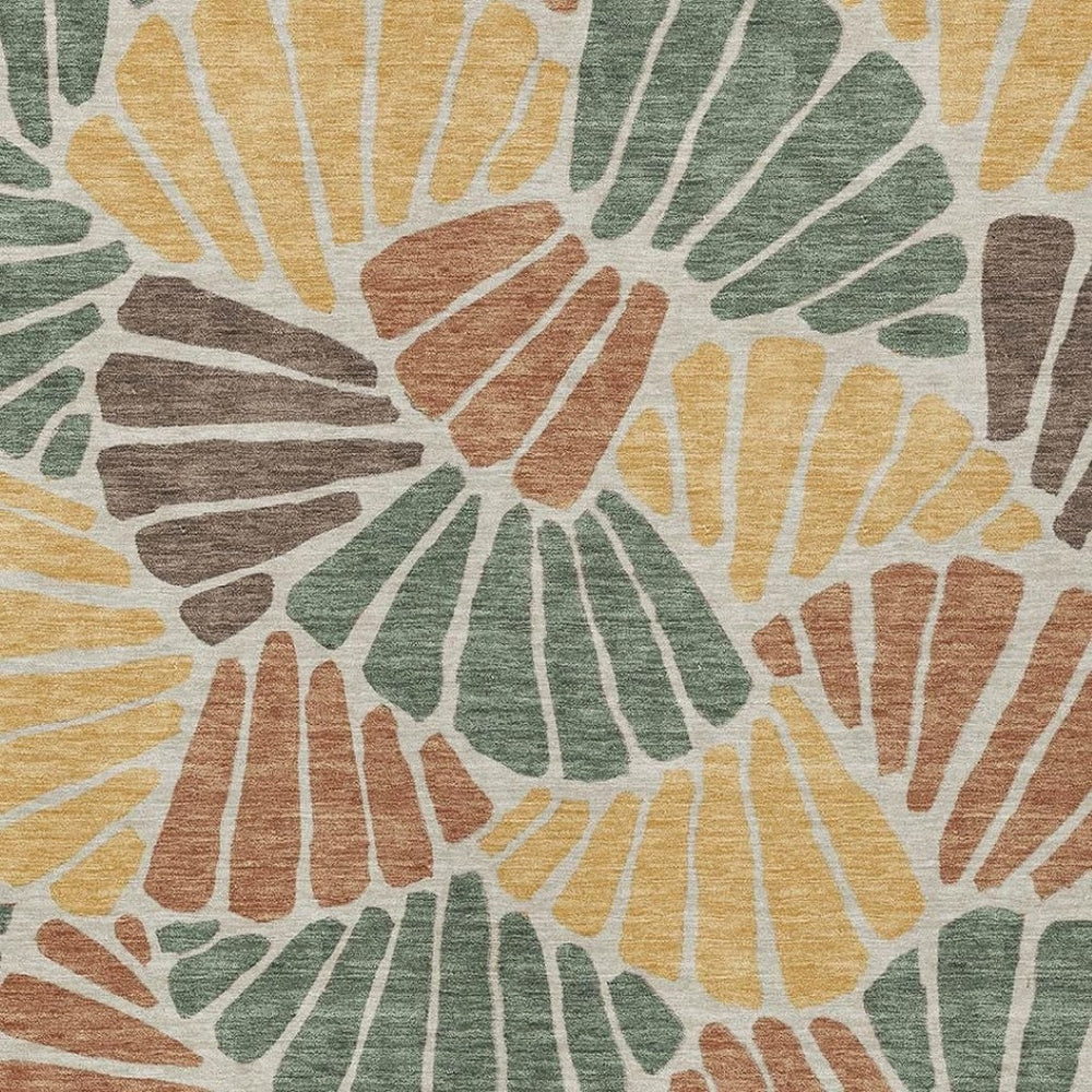 HomeRoots 8' X 10' Elegant Artichoke Green Floral Indoor Outdoor Rug - Machine Washable, Stain Resistant, Versatile 689880