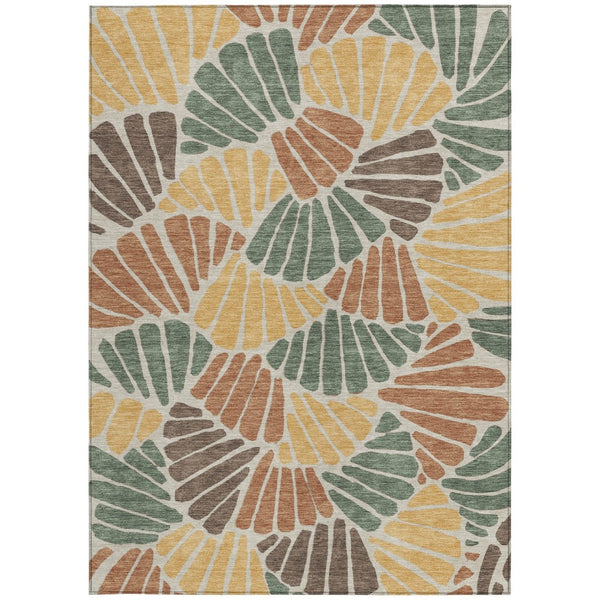 HomeRoots 9' X 12' Artichoke Green Floral Area Rug - Durable, Washable, Stylish for Indoor & Outdoor Spaces 689881