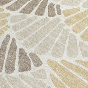 HomeRoots 8' X 10' Beige Gold & Brown Floral Washable Rug – Durable Indoor/Outdoor Elegance for Every Space! 689886