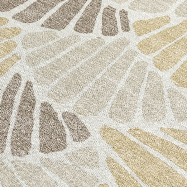 HomeRoots 8' X 10' Beige Gold & Brown Floral Washable Rug – Durable Indoor/Outdoor Elegance for Every Space! 689886