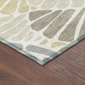 HomeRoots 9' X 12' Washable Beige, Gold, and Brown Floral Area Rug - Durable Indoor/Outdoor Design for Any Space 689887