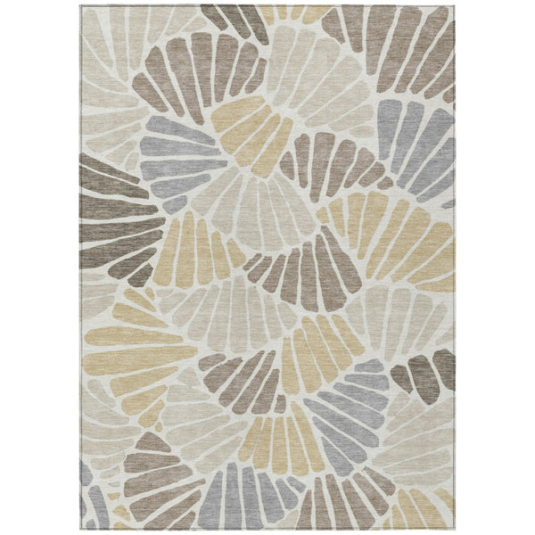 HomeRoots 10' Elegant Floral Beige Gold & Brown Washable Area Rug - Perfect for Indoor & Outdoor Use! 689888