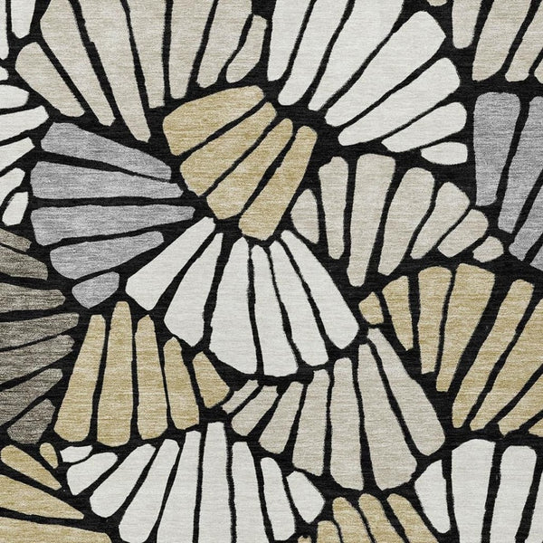 HomeRoots 5' X 8' Black Ivory Gold Floral Area Rug - Stylish, Washable, Indoor & Outdoor Versatile Design! 689890