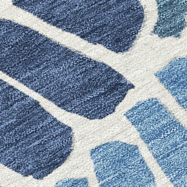 HomeRoots 8' X 10' Elegant Blue Gold Ivory Floral Area Rug - Durable, Washable Design for Indoor & Outdoor Use 689898