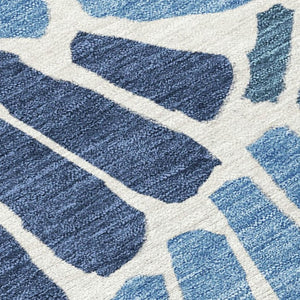 HomeRoots 8' X 10' Elegant Blue Gold Ivory Floral Area Rug - Durable, Washable Design for Indoor & Outdoor Use 689898