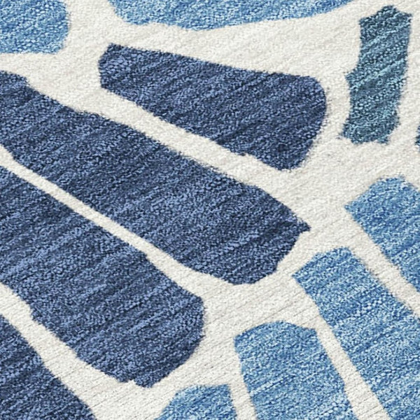 HomeRoots 8' X 10' Elegant Blue Gold Ivory Floral Area Rug - Durable, Washable Design for Indoor & Outdoor Use 689898