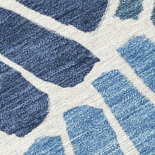 HomeRoots 9' Blue Gold and Ivory Floral Washable Area Rug - Durable, Stylish Indoor/Outdoor Design for Any Space 689899