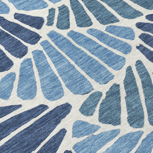 HomeRoots 9' Blue Gold and Ivory Floral Washable Area Rug - Durable, Stylish Indoor/Outdoor Design for Any Space 689899