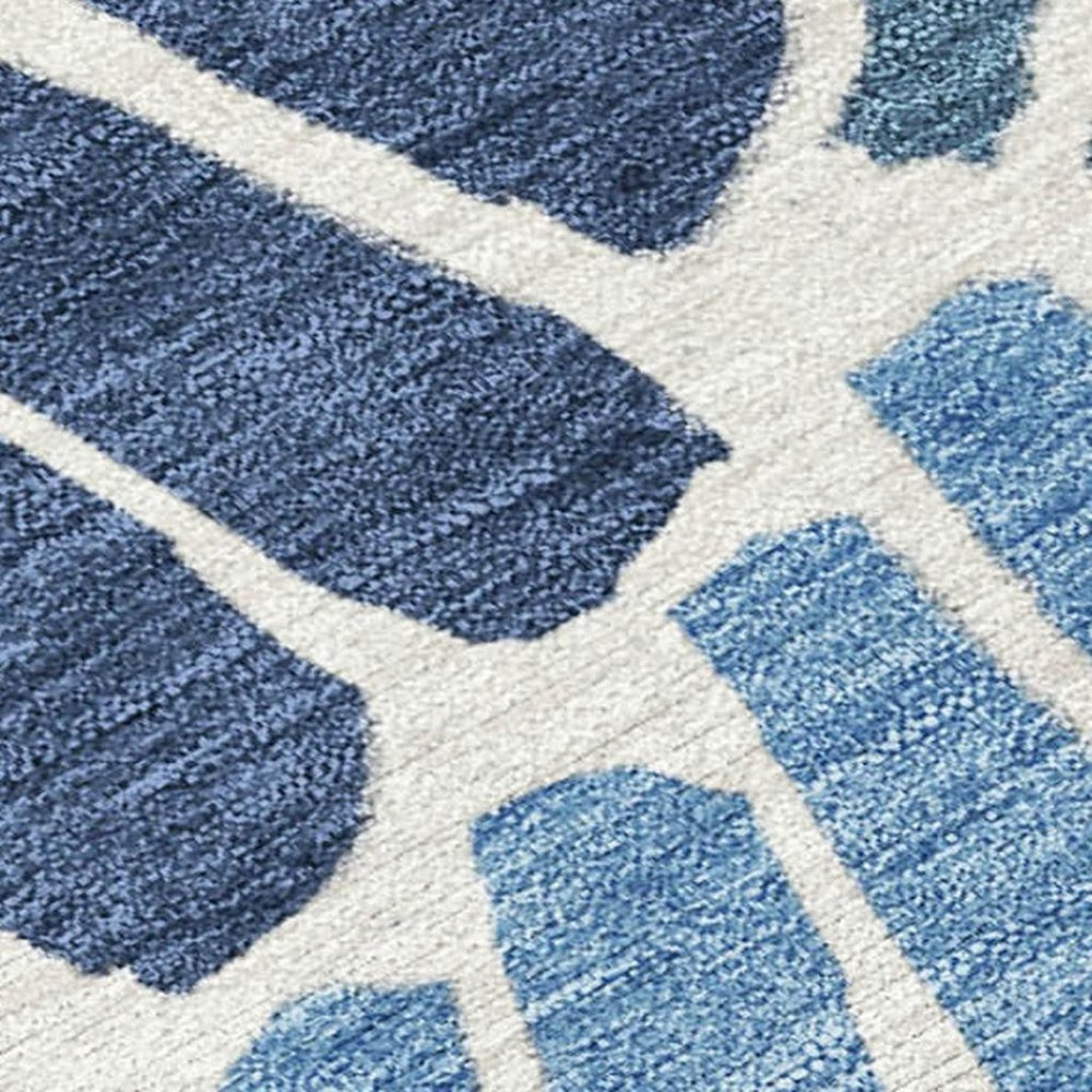 HomeRoots 10' Blue Gold Ivory Floral Area Rug - Stylish Washable Indoor Outdoor Accent for High-Traffic Spaces 689900