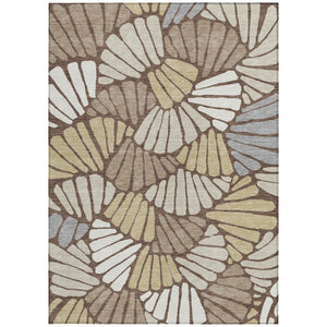 HomeRoots 8' X 10' Elegant Floral Washable Area Rug in Chocolate, Gold & Gray—Durable for Indoor/Outdoor Use! 689904