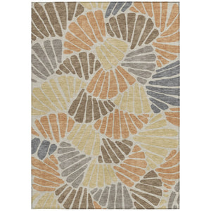HomeRoots 5' X 8' Copper Gold and Brown Floral Area Rug – Stylish, Washable, Indoor/Outdoor, Durable Design! 689908