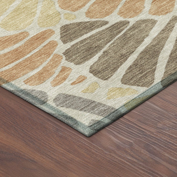 HomeRoots 5' X 8' Copper Gold and Brown Floral Area Rug – Stylish, Washable, Indoor/Outdoor, Durable Design! 689908