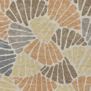 HomeRoots 8' X 10' Floral Area Rug in Copper Gold & Brown - Washable, Durable for Indoors & Outdoors 689910