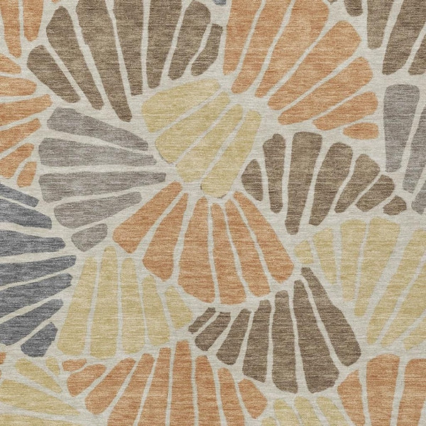 HomeRoots 8' X 10' Floral Area Rug in Copper Gold & Brown - Washable, Durable for Indoors & Outdoors 689910