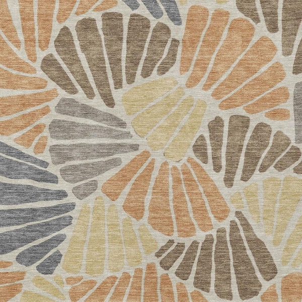 HomeRoots 9' Copper Gold Brown Floral Area Rug - Washable, Durable, Stain-Resistant for Indoor & Outdoor Use! 689911