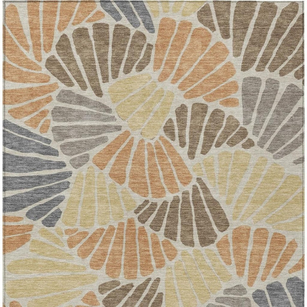 HomeRoots 10' Floral Area Rug in Copper Gold & Brown - Durable, Washable & Stylish for Indoor/Outdoor Use 689912
