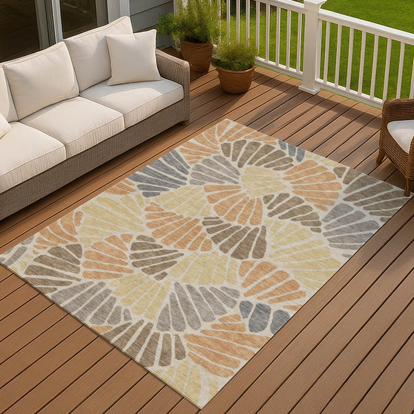 HomeRoots 10' Floral Area Rug in Copper Gold & Brown - Durable, Washable & Stylish for Indoor/Outdoor Use 689912