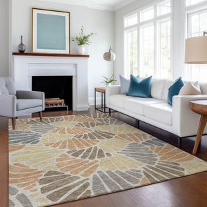 HomeRoots 10' Floral Area Rug in Copper Gold & Brown - Durable, Washable & Stylish for Indoor/Outdoor Use 689912