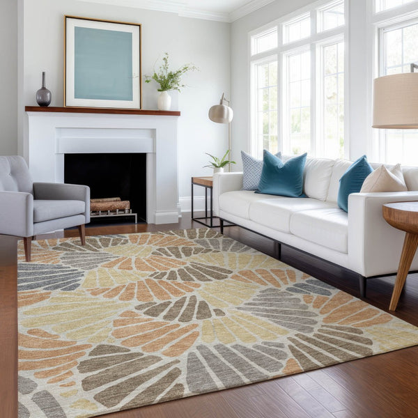 HomeRoots 10' Floral Area Rug in Copper Gold & Brown - Durable, Washable & Stylish for Indoor/Outdoor Use 689912