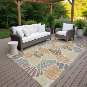 HomeRoots 10' Floral Area Rug in Copper Gold & Brown - Durable, Washable & Stylish for Indoor/Outdoor Use 689912